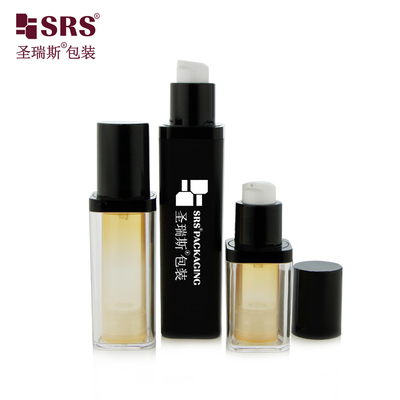 PET vacío de doble pared reemplazable de forma cuadrada de color personalizado suero facial sin aire botella 50ml