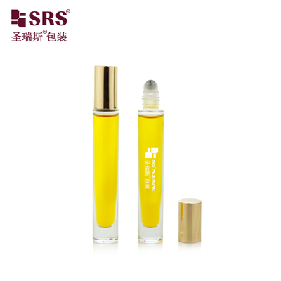 Botellas de cristal transparente de forma redonda con bola de rodillo Botella de perfume en rodillo 10 ml