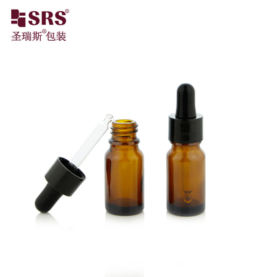 10 ml 1/3 oz de stock vacío Entrega rápida Botella de goteador de aceite esencial de vidrio ámbar