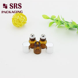 1 ml de rollo de vidrio súper mini ámbar en botella con bola de acero y tapa de aluminio