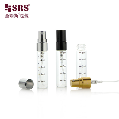 BLPA-5ML Botella de vidrio de tubo transparente con bomba de pulverización de niebla fina para envases de perfumes