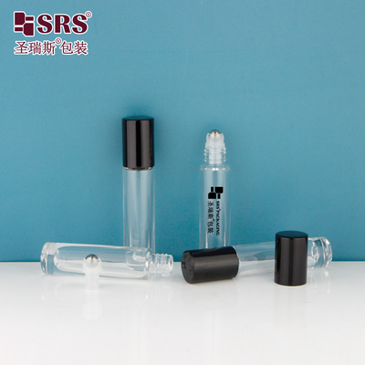 GB1-5ML Gran fondo de lujo de vidrio transparente de acero de bola de rodillo para el aplicador de botellas de perfume