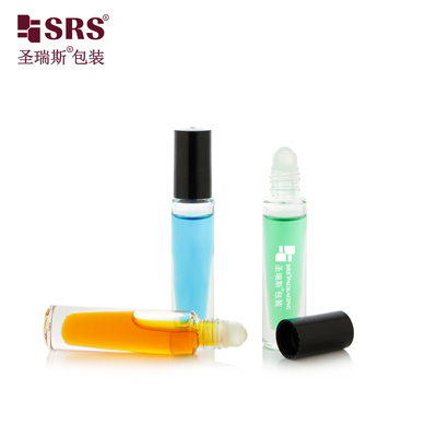 GB1-5ml Pared gruesa Transparente Bolsillo vacío Tamaño de tapa de plástico lindo Forma de cilindro aplicador de aceite de uña Rollo de vidrio en botella
