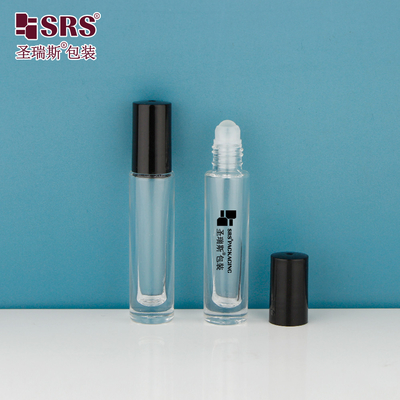 GB1-5ML Mini Cute de alta gama de fondo grueso transparente transparente Rollo en botella para aceite esencial de perfumes aplicador redondo