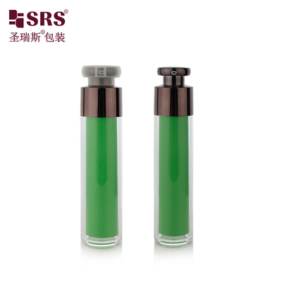 Embalaje cosmético de doble pared AS plástico sin aire 15ml 30ml 50ml decoración personalizada color vacío cuidado de la piel loción de belleza suero bomba de vacío recipiente