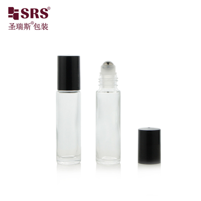 Embalaje de fragancias Whosale 10ml rollo de bola de cristal transparente en botella Prueba de vacío 100% sin fugas aplicador de cabeza de acero masaje para aceites esenciales para el cuidado de la piel