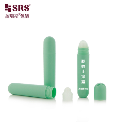 RPPG 25ml de inyección de color Pantone personalizado con tapa de cúpula helada de fondo redondo de plástico PCR ecológico Roller PP Botella de bola aplicador con bolsa de cordón tamaño portátil
