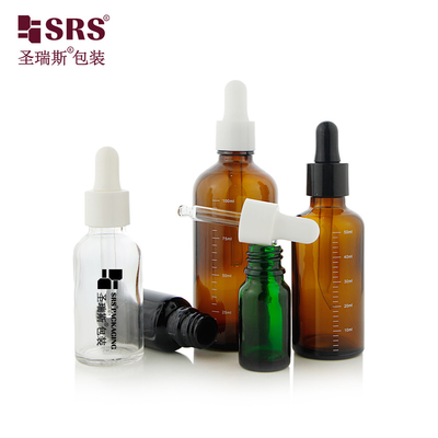 D001 Botellas de vidrio Premium 18/415 con goteras brillantes Ideal para aceites esenciales de 5 ml a 100 ml