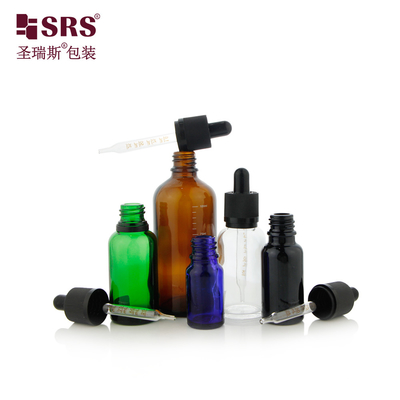 D006 15 ml 30 ml 50 ml Botella de vidrio verde transparente y transparente de goteo para suero facial