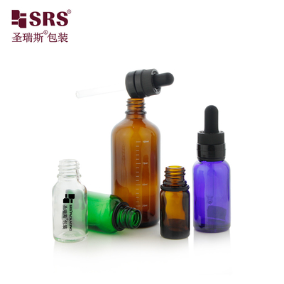 D008 Botellas de vidrio marrón verde con moho lujo y función para su cabello Esencia con tapas a prueba de manipulación CRC