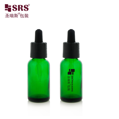 D009 Vidrio redondo de pared gruesa 5ML 10ML 15ML 20ML 30ML 50ML 100ML Botella de goteador de tapa a prueba de alteraciones para niños para suero facial