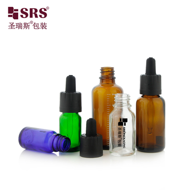 D009 Ámbar Marrón Verde Azul Claros Frosted Matte Finished Glass Dropper Bottle Lid para aceite cosmético