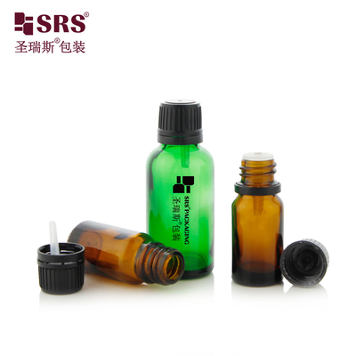 G001 Botella de vidrio moldeada con tapones de tornillo y tapa a prueba de alteraciones para aceite esencial