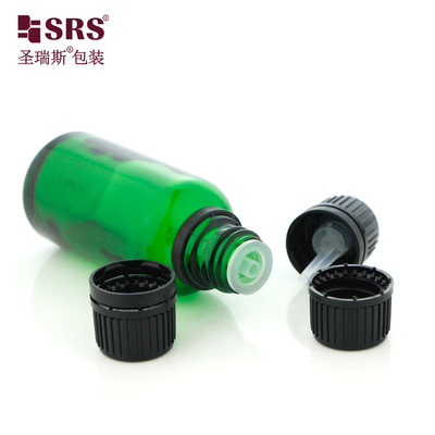 G001 Botellas de vidrio moldeado con tornillo de enchufe y tapas a prueba de alteraciones ideales para almacenar y conservar aceites esenciales con tapas de plástico negro duraderas