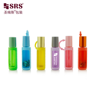 BLPM-10ML de lujo de vidrio vacío y transparente rollo en el embalaje de botellas de aceite esencial con cubierta de silicona