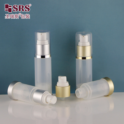 A025 15ml 30ml 50ml PP transparente Brillante Personalización Máscara para el cuidado de la piel Gel de bomba sin aire Botella de embalaje