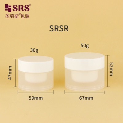 SRSR 30g 50g Cosmético vacío de inyección Plastic Cream Jar Replaceable Frosted Clear Container