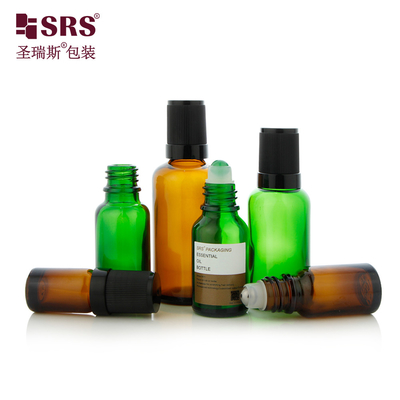 5 ml 10 ml 15 ml 20 ml 30 ml 50 ml 100 ml de vidrio azul claro de color ámbar verde enrollar en botella sin fugas