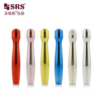 SRS8447-15ML Rollo de plástico PETG metalizado brillante en botella para masaje de gel para ojos Embalaje cosmético