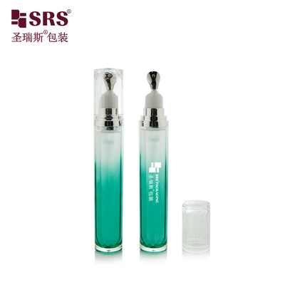 LR001-15ML Alta gama de lujo para el cuidado de la piel Gel para los ojos aplicador de metal cabeza de zinc de loción acrílica botella de contenedor de tubo