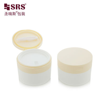 SRS1 120g 150g Contenedor de tarro de crema exfoliante corporal con cuchara, cuerpo reciclado PP PCR blanco cálido claro personalizado