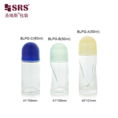 BLPG 50 ml 60 ml de forma única rollo de vidrio vacío en la botella para el desodorante corporal Gel antiperspirante embalaje