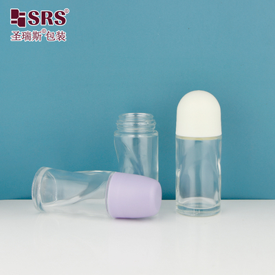 BLPG-B 50ml Mayorista Forma Única Desodorante Roll-on Botella de Vidrio Sin Fugas Personalización Embalaje Cosmético Transparente