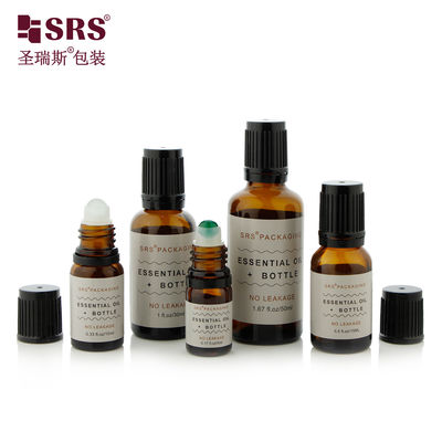 BLPF 5ml 10ml 15ml 20ml 30ml 50ml 100ml Botella Redonda Boston de Vidrio Roll On con Tapa TE a Prueba de Manipulaciones para Aceite Esencial