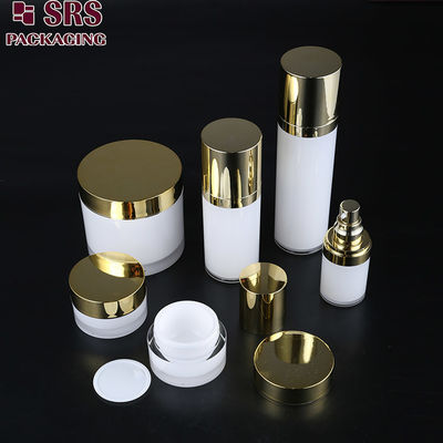 Jarrón de embalaje acrílico de plástico reciclado para el cuidado de la piel sin muestra SRS y botella redonda de loción