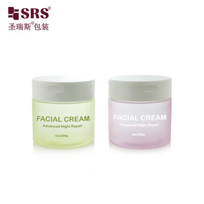 PET007 Tarro de crema PET de plástico de 200 g, 250 g, 300 g con tapa abatible para exfoliante corporal, discos de tóner con cuchara