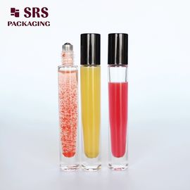 Botella de 10 ml de vidrio de pared gruesa transparente, botella de bolas de metal vacía, botella de aceite de fragancia de lujo