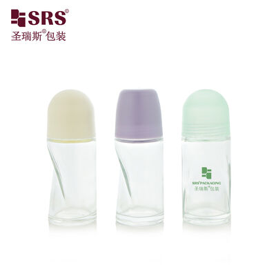 50ml Empty Clear Twisted Glass Roll‑on Bottle For Deodorant Antiperspirant Packaging