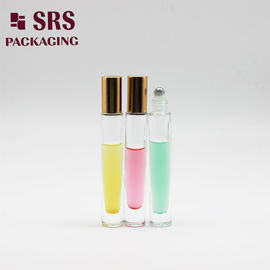 Botella de bolas metálicas de vidrio de fondo grueso de 10 ml para aceite de perfumes