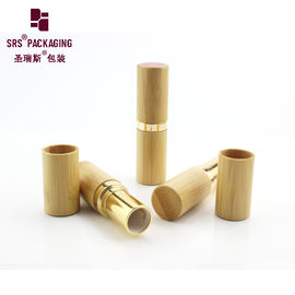 lujo de alta gama logotipo impreso personalizado de bambú tubo de lápiz labial vacío natural