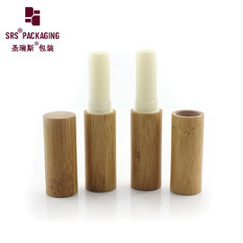 lujo de alta gama logotipo impreso personalizado de bambú tubo de lápiz labial vacío natural