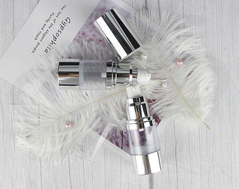 A0230 botella de plástico transparente de aluminio plateado con hombro cosmético transparente sin aire