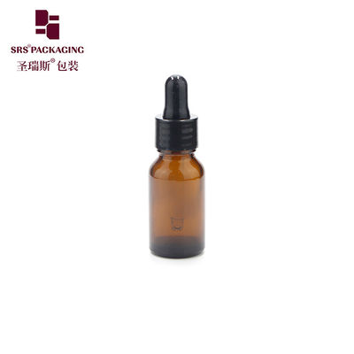 color ámbar vidrio vacío aceite de suero para el cuidado de la piel en stock botella de 15 ml