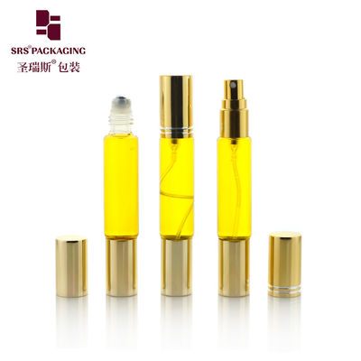 10 ml de tapa de oro vacío doble cabeza de diseño de rodillo y botella de aerosol para perfume