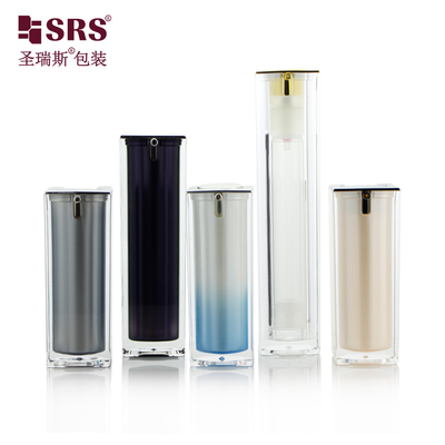 15ml 30ml 50ml de lujo color personalizado acrílico vacío de la bomba sin aire botella cuadrada
