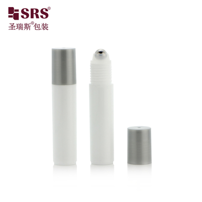 1/3 oz de stock de color blanco plástico PP anti-corazón botella de bola de rodillo líquido 10 ml
