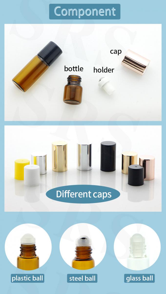 BLP-1ML Applicator de rodillos de vidrio botella cilíndrica para almacenamiento elegante y sostenible 2